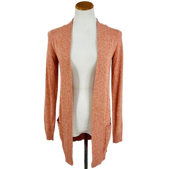 Urban Outfitters Burnt Orange Open Front Ribbed Knit Cardigan Sweater • Cozycore - Picture 3 of 15